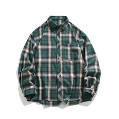 HEARUJOY  -  New in Spring Men's Shirts Classic Harajuku Long Sleeved Plaid Shirt Red Checkered Shirt Chemise Homme Cotton Male Check Shirts