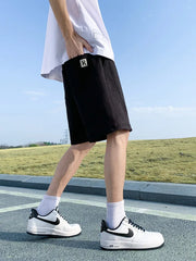 HEARUJOY  -  Men's Summer Knit Sport Shorts with 4 Pockets Drawstring Elastic Waist Loose Fit Straight Casual Shorts Big Size 8XL