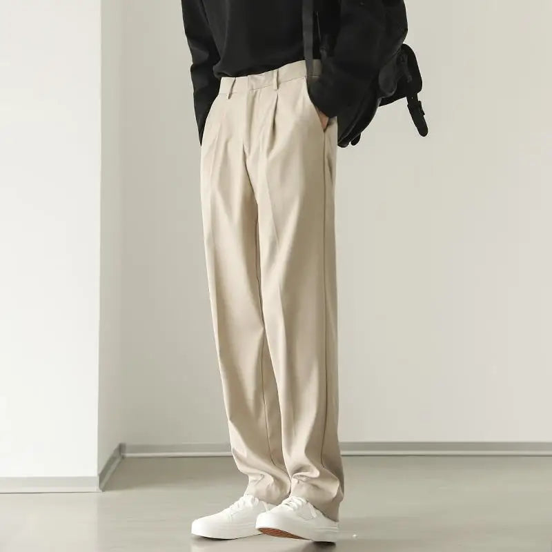 HEARUJOY  -  New Casual Suit Pants Men's Net Version Straight Loose Trousers Trendy Brand