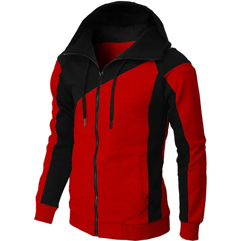 HEARUJOY  -  Color Block Hooded Men Slim Fit Sweatshirt Casual Fashion Long Sleeve Sporty Jacket Stylish Outerwear For Men Trendy Streetwear
