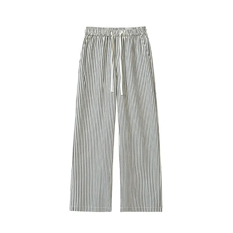 HEARUJOY  -  Summer Casual Pants Men Oversized Black Striped Pants Men Streetwear Korean Loose Wide Leg Pants Mens Trousers Plus Size 5XL