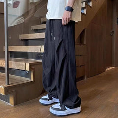 HEARUJOY  -  Ice Silk Baggy Summer Thin Men's Casual Wide-leg Pants Low Price Stylish High Quality New in Classic Y2k Long Xxxl Male Trousers