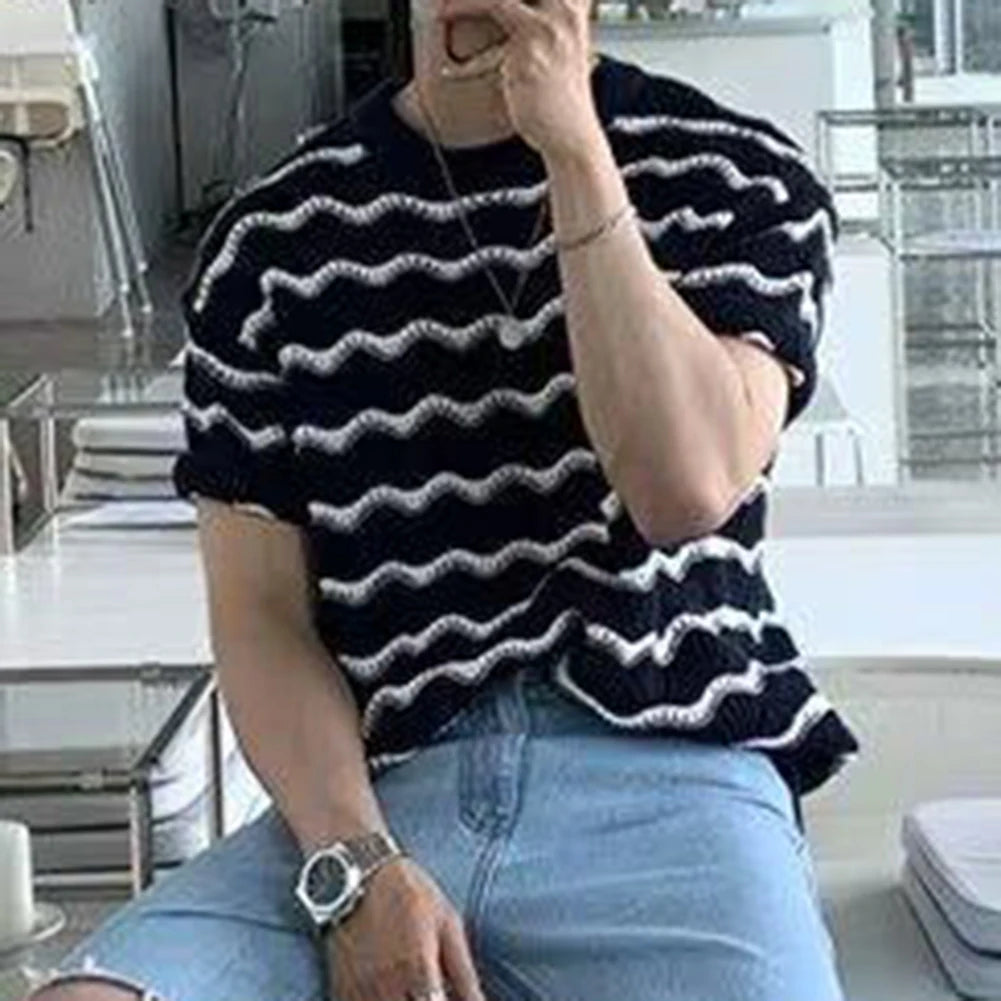 HEARUJOY  -  For Summer Fashion Streetwear Men\'s Fashion Tops Fashion Holiday Male O Neck Streetwear Vacation Casual Daily