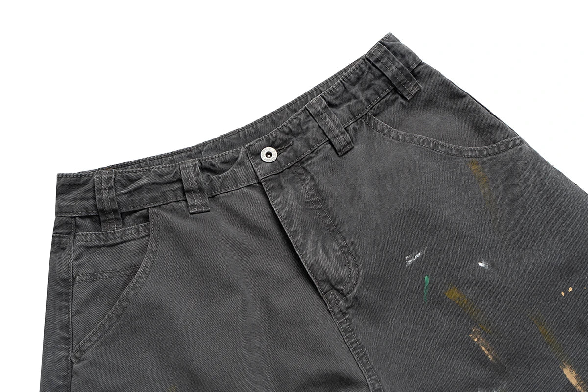 Hearujoy Overdyed Splashed Ink Patch Baggy Jeans for Men Streetwear Casual Loose Denim Trousers Distressed Oversized Cargo Pants