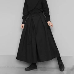 Hearujoy Dark Gothic Style Loose 7-point Hakama Pants 2024 New Trendy Wide Leg Pants Genderless Large Size Design Samurai Pants Unisex