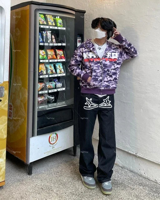 Hearujoy New American Cargo Pants Women High Waisted Baggy Jeans Retro Street Harajuku Couples Y2K Style Mopping Pants Youth Clothing