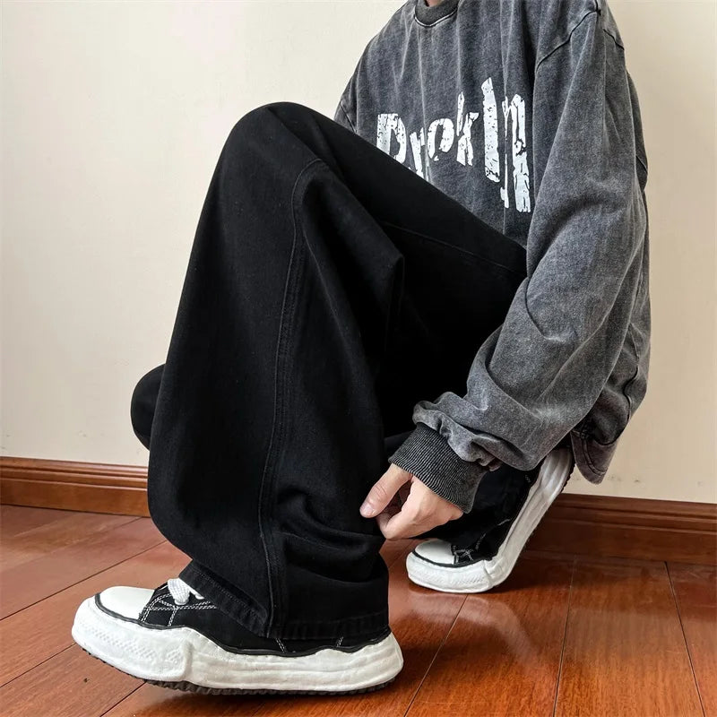 HEARUJOY  -  Blue Jeans Men Ankle length Jeans Male Straight Denim Pants Men New Streetwear Baggy Jeans Ins Washed Denim Pants Black Clothes