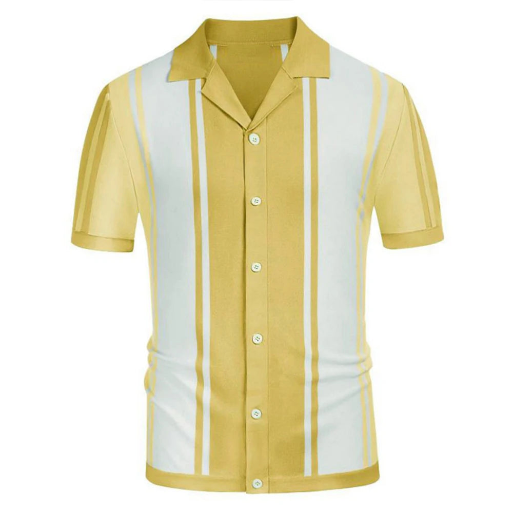 HEARUJOY  -  Men's Luxury Clothing Knit Short Sleeve Polo Shirt Casual Streetwear Lapel Button Down Cardigan Breathable Tops Summer Knitwear