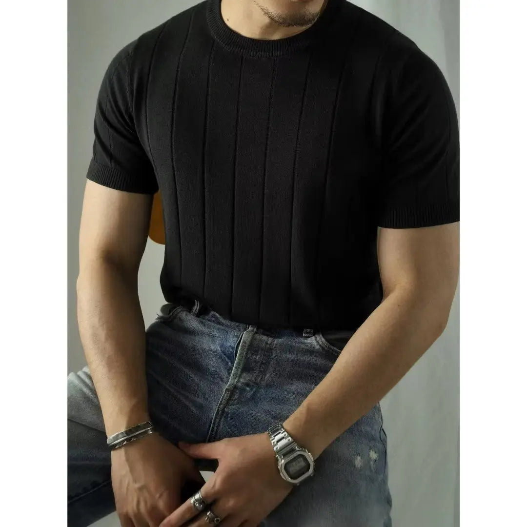 HEARUJOY  -  Summer Men Solid Zipper Knitted Polo Shirt Streetwear Fashion Male Clothes Lapel Slim Basic Business Casual Short Sleeve Tops