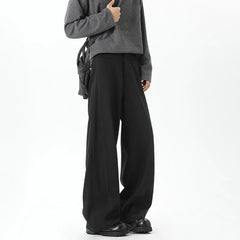HEARUJOY  -  Grey Black Suit Pants Men Fashion Society Mens Dress Pants Korean Loose Straight Pants Mens Office Formal Trousers Plus Size