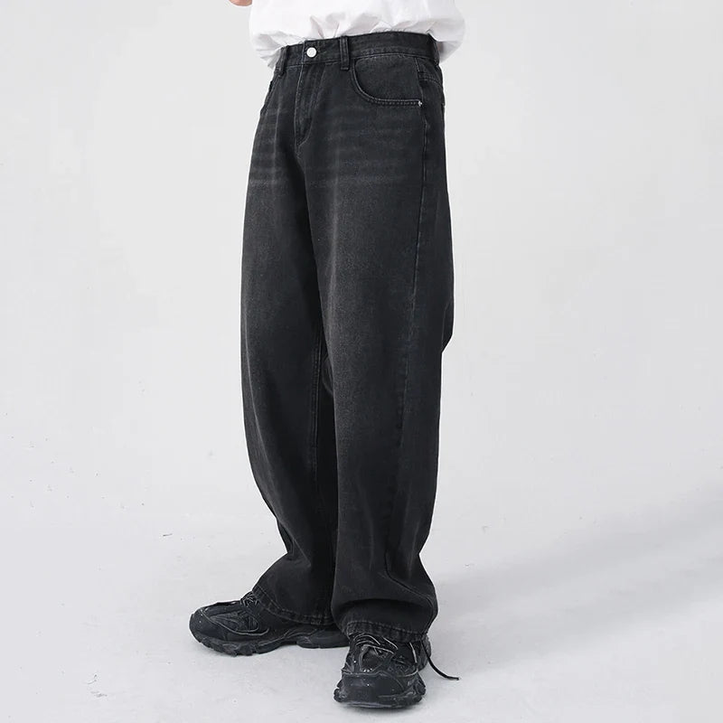 Hearujoy Men's Jeans New Korean Personality Straight Wide Leg Pants Fashion Autumn Winter Vintage Male Trousers 9A5577