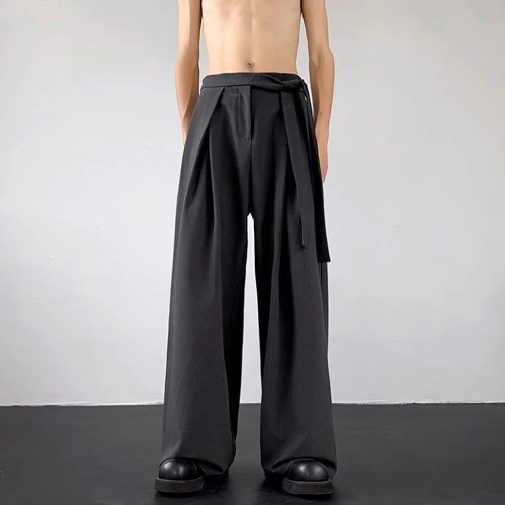 HEARUJOY  -  Mens Y2k Japanese Belt Casual Trousers Streetwear Daily Niche Personality Versatile Comfortable Straight Pants