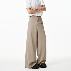 HEARUJOY  -  Khaki Black Suit Pants Men Fashion Society Mens Dress Pants Korean Loose Wide Leg Pants Mens Office Formal Trousers M-3XL