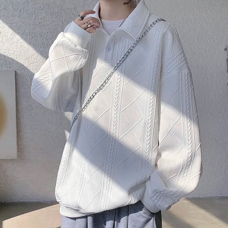 HEARUJOY  -  Spring Lapel Hoodie Men Fashion Casual Pullover Sweatshirt Men Streetwear Korean Loose Casual Hoodie Men Oversized Hoody M-3XL