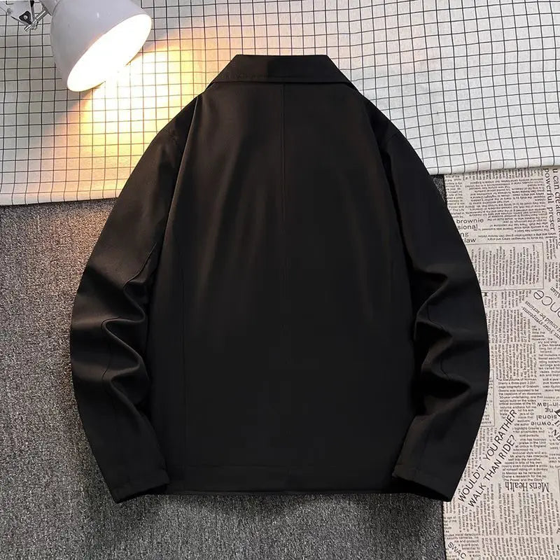 HEARUJOY  -  Zippered Men's Spring Autumn Design New American Casual Jacket Trendy Retro Lapel Handsome