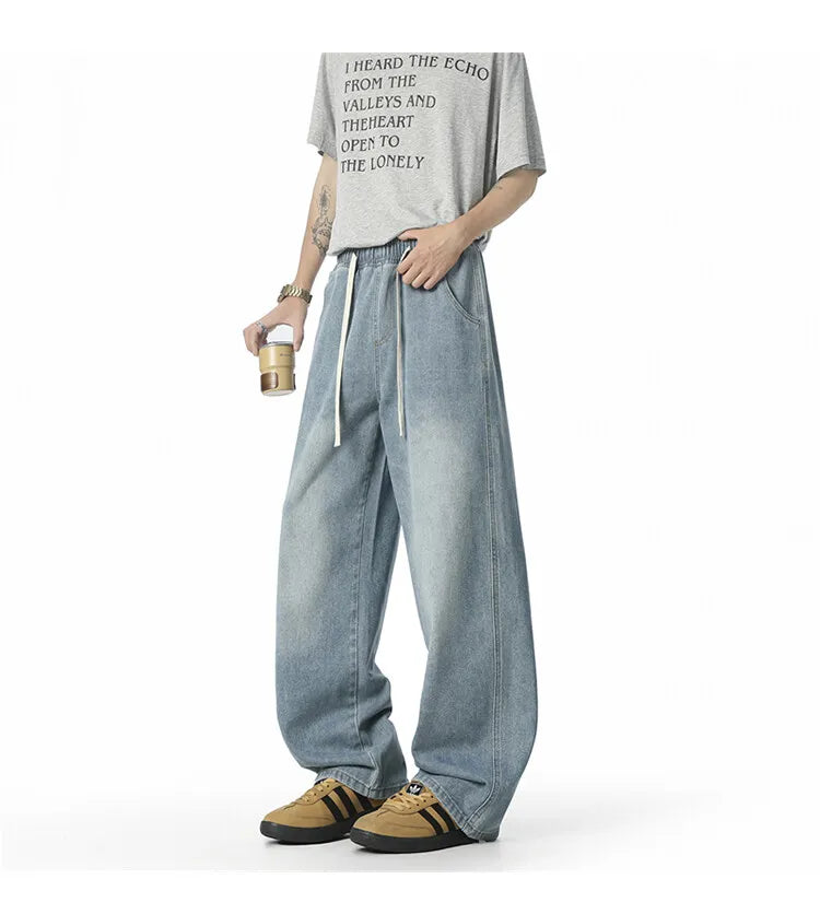 HEARUJOY  -  Jeans For Men New Y2K Vintage Denim Pants Hip Hop Fashion Wide-leg Baggy Jean Streetwear Trousers Straight Pantalones