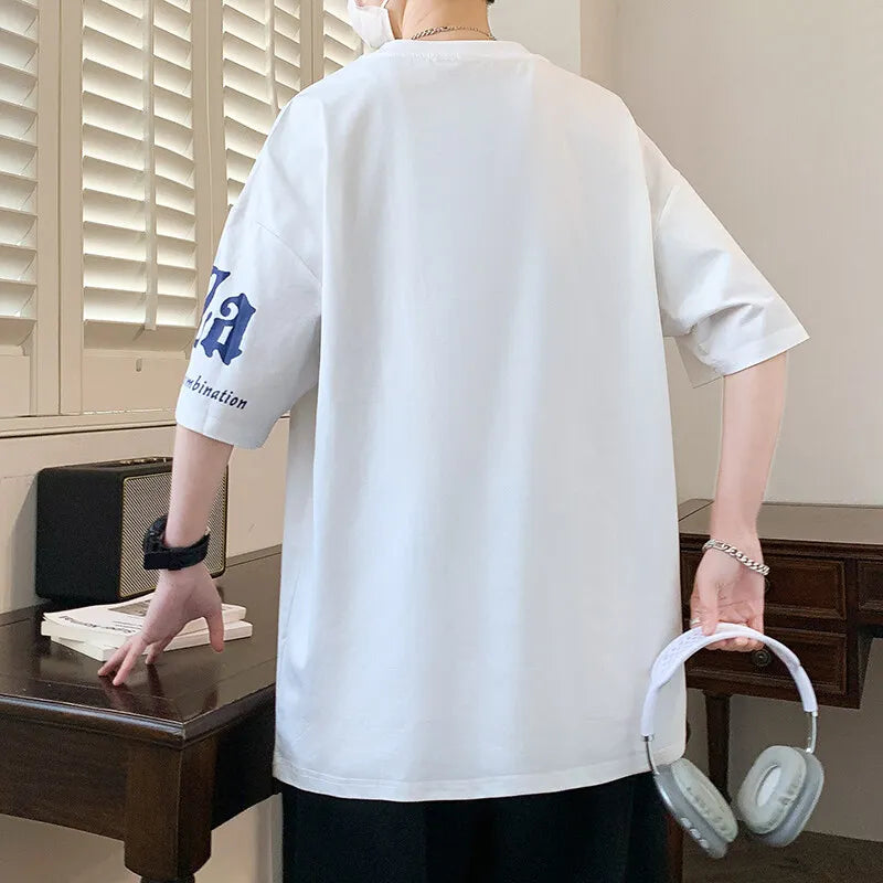HEARUJOY  -  Hot Sale Summer Handsome Men's Pure Cotton Round Neck Short Sleeve T-shirt for Men Short Sleeve Loose Tops