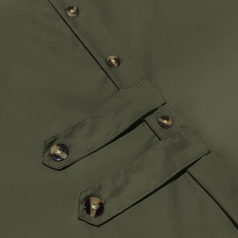 HEARUJOY  -  Men's Spring and Autumn Long Sleeve T-shirt Casual Loose Cardigan Lapel Button Down Shirt