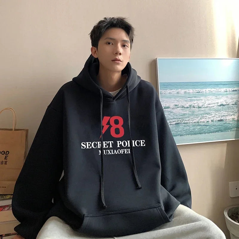 HEARUJOY  -  Men's Oversized Hoodie Black With Hat 5XL Unisex Hoodies Oversize for Men Letter Print Man Casual Wear Hoody Male Sweatshirt