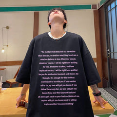 HEARUJOY  -  T Shirt Oversized Cotton For Men White Men's Letter Print T-shirts Men 5XL Casual Wear Summer Tee Shirts Big Size Clothing