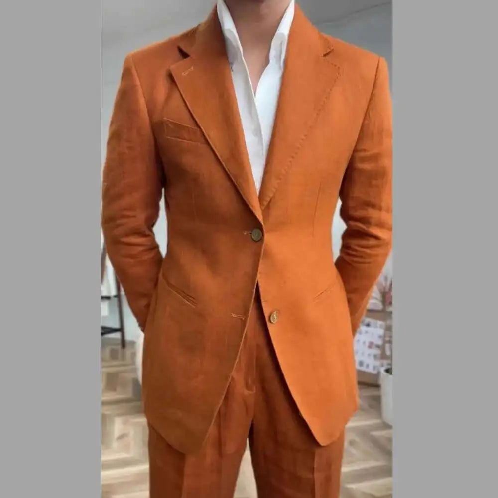HEARUJOY  -  High Quality Linen Blend Business Dress Suit Wedding Suit Men Versatile Casual Office Party Prom Costume Homme Men Tuxedo Suit
