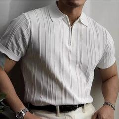 HEARUJOY  -  Summer New Men's Solid Color Knitted Jacquard Short Sleeve T-shirt Retro Trend Fashion Casual Simple Slim Men's Tops