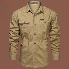 HEARUJOY  -  Long Sleeve Men's Shirt Spring American Trend Vintage Press Free Workwear Loose Versatile Handsome New Style Casual Shirt