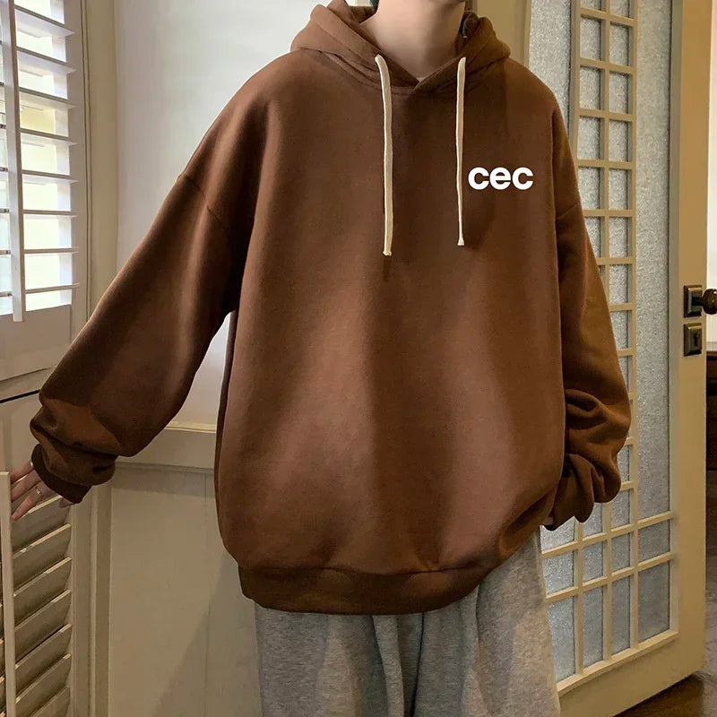 HEARUJOY  -  Men's Oversized Hoodie Off White 5XL Letter Print Hoodies with Hat Over size for Men Man Hoody Casual Wear Male Sweatshirt