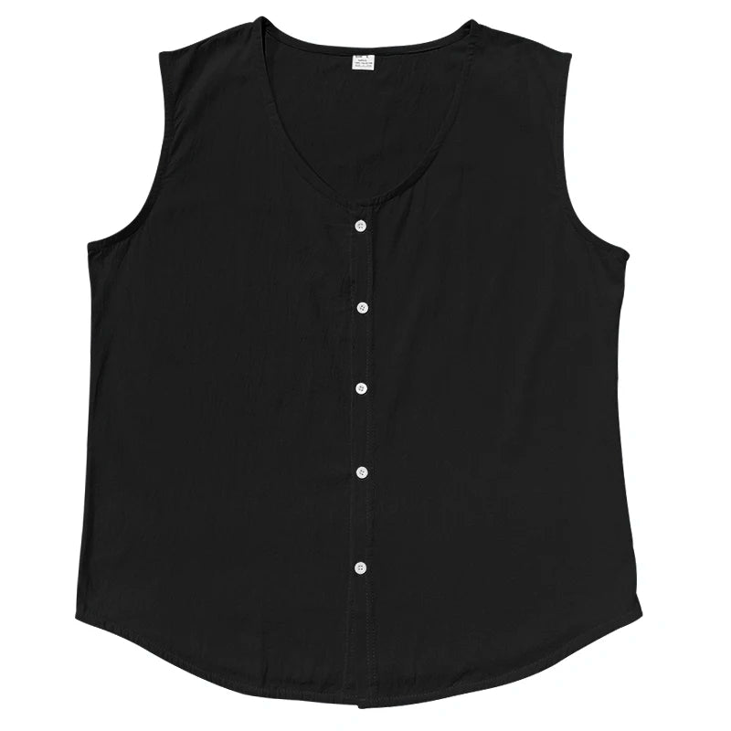 HEARUJOY  -  Summer Thin Button Casual Solid Color Linen Youth Vest Button Men's Sleeveless Tops
