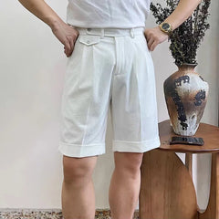 HEARUJOY  -  Mens Business Casual Shorts Spring Summer Breathable Daily Plain Comfortable Versatile Fashion Shorts Men'S Clothing 2025 New