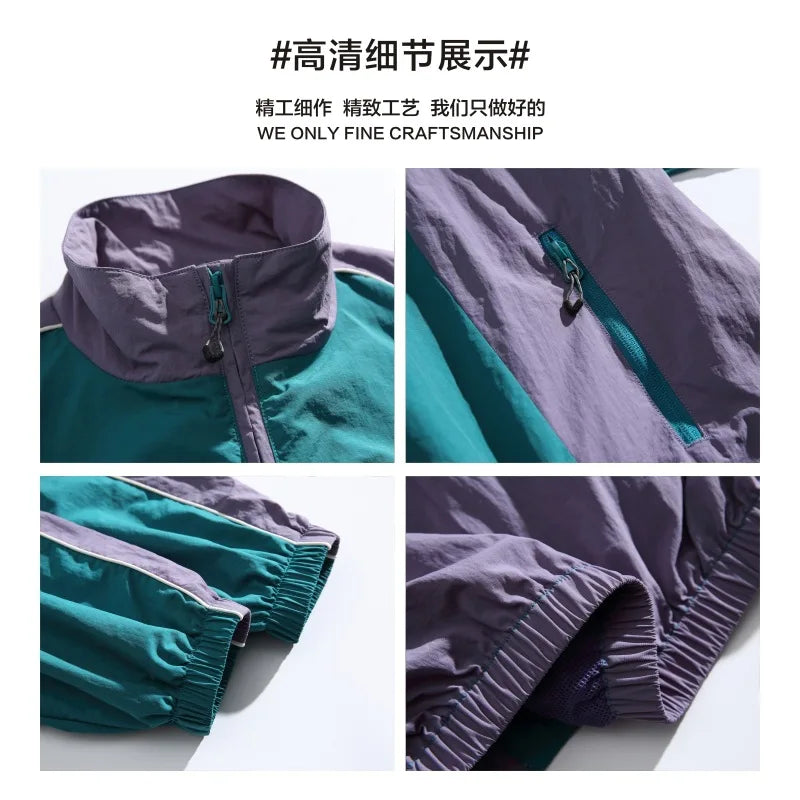 HEARUJOY  -  Japanese Retro Youth Streetwear Jacket - Men's Color-Blocked Stand Collar Waterproof Windbreaker Urban Outdoor Functional Jacket