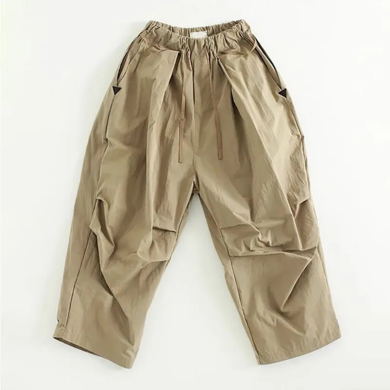 HEARUJOY  -  Spring Summer Loose Casual Soft Flowy Lightweight Wide Leg Shorts for Men Elastic High Waist Korean Fashion