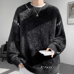 Hearujoy Winter Velvet Sweater Men Warm Casual Thick Knitted Pullover Men Streetwear Loose Long Sleeved Sweater Mens Jumper Clothes