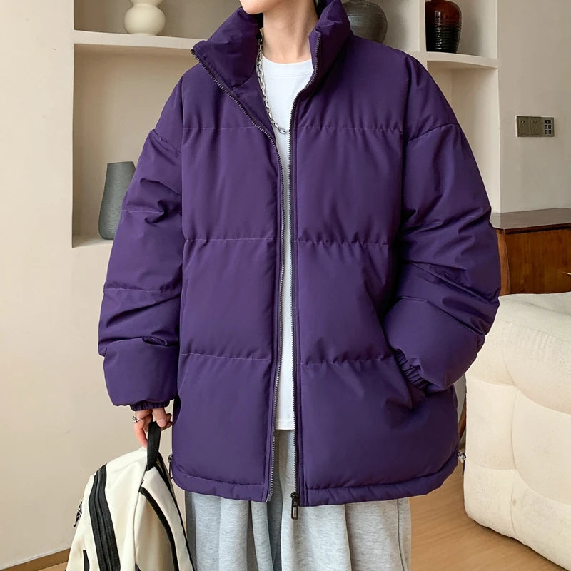 HEARUJOY  -  Fashion Oversized Parka Coats Men Korean Winter Cotton Padded Jacket Thick Warm Puffer Jacket Windbreaker Bubble Coat