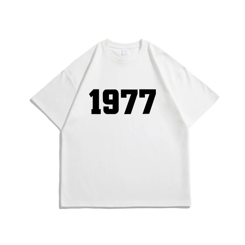 HEARUJOY  -  High Street 1977 T Shirts Men Summer Short-sleeve Oversized T-Shirt Basic Casual O Neck Streetwear Tee Shirt Unisex Tops