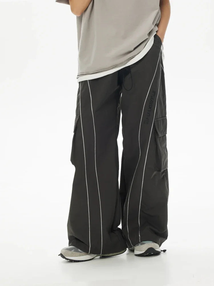 Hearujoy Baggy Wide Leg Cargo Pants Men Oversize gray Cargo Trousers Male Loose Casual Sweatpants Streetwear Hip Hop