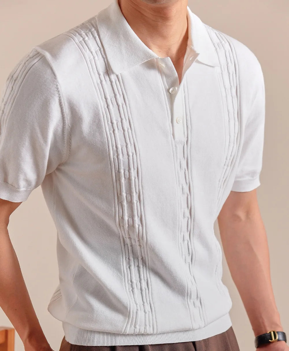 HEARUJOY  -  Summer Retro Collar Italy Polo Shirt Men Cotton Blend Short Sleeve Lightweight Breathable Casual Half Sleeve Top Knitted Tshirt