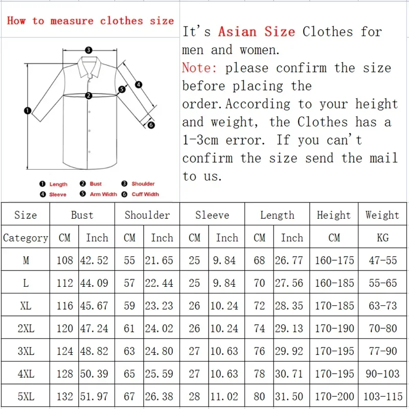 HEARUJOY  -  Men's Oversized Shirts White Mens Fashion Blouse Funny 5xl Oversize Half Sleeves Dress Shirt for Men Print New Clothing Casual