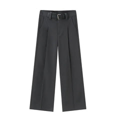 Hearujoy Fashion Men's Suit Pants Loose Belt Design Wide Leg Straight Casual Trousers Solid Color New Chic Summer 9C6278