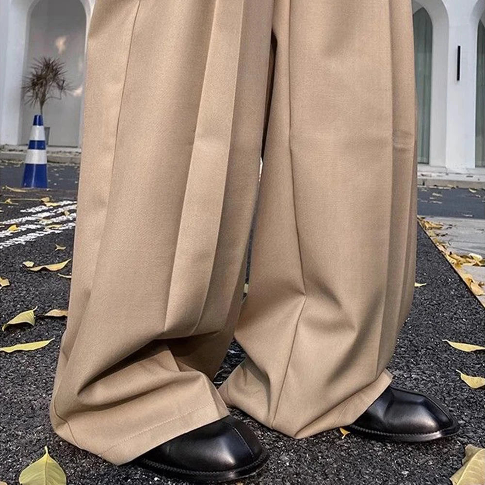 HEARUJOY  -  Mens Trousers Reverse Design Front Pocket Wide Leg Pants Autumn Fashion Couple Versatile Simple Daily Casual Pants Unisex