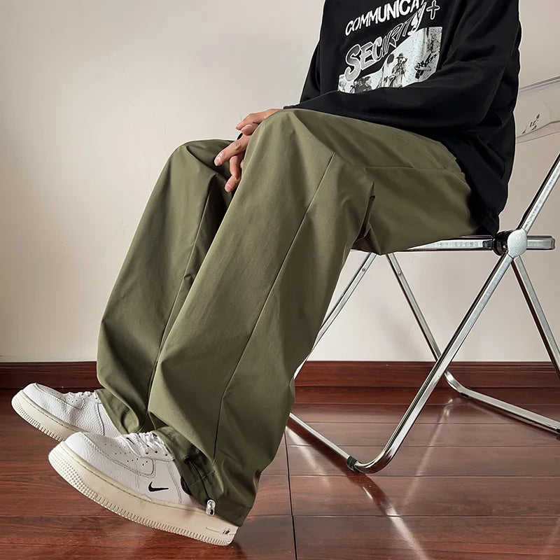 HEARUJOY  -  Autumn Pants Men Solid Chic Wide Leg Trousers Cozy Baggy All-match Streetwear Teens Joggers Men Korean Couples Sweatpants