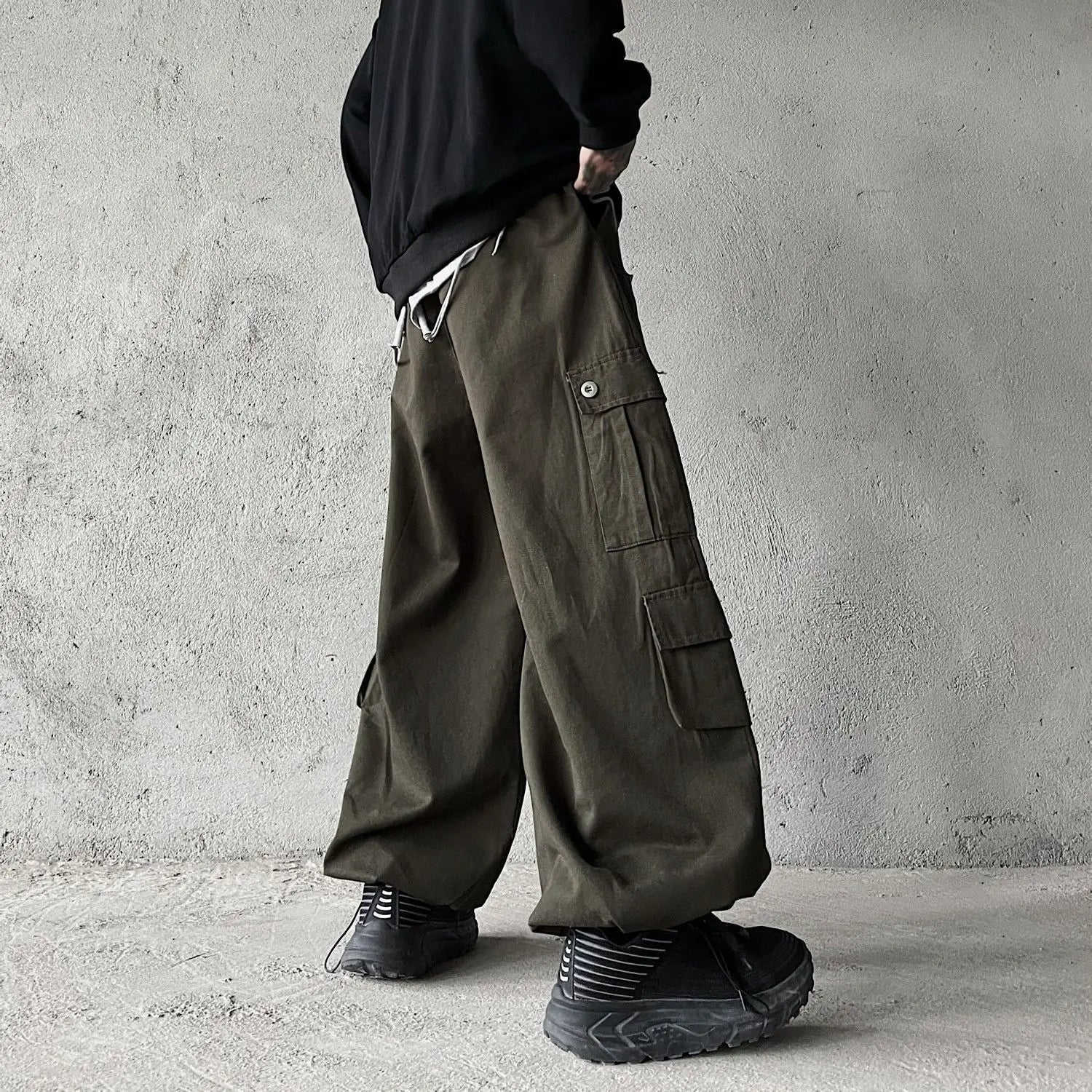 Hearujoy Vintage Y2k Baggy Pants Fashion Streetwear Wide Leg Oversize Cargo Pants Men Full-length Straight Long Trousers 2024 New