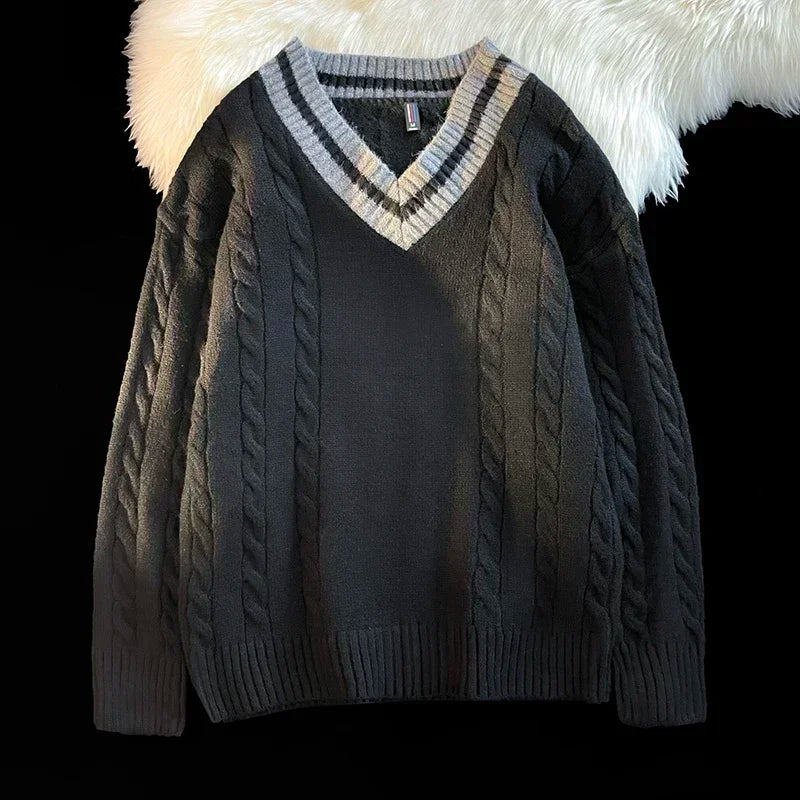 HEARUJOY  -  Men's New Autumn and Winter Sweater Base Shirt Men's V-neck Design All Comfortable Lazy Wind Warm Can Wear Sweater Men