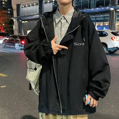 HEARUJOY  -  Men's Oversized Jackets Cotton With Hat Man Letter Print Coat Casual Wear Autumn 5XL Safari Style Jacket For Men Outerwear