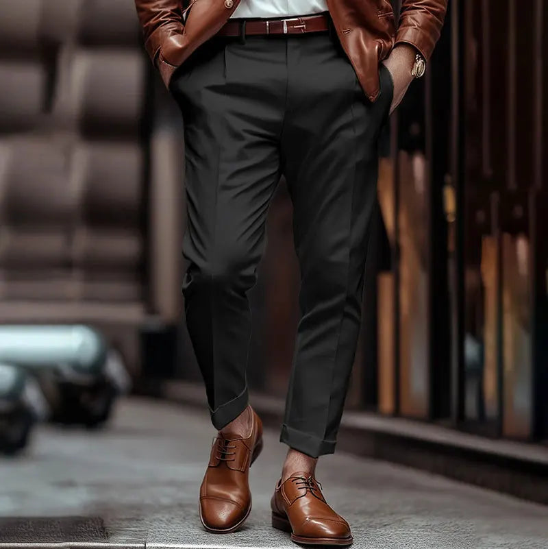 HEARUJOY  -  Fashion Men business Casual Suit Pants Diagonal Pocket Comfort Breath Straight Trouser Spring  Autumn Daily Leisure Pant For Man