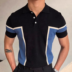 Hearujoy Summer Clothing Men's Light Luxury Graphic Knitted Short Sleeve Polo Shirt Streetwear Button-down Fashion Solid Color Knitwear