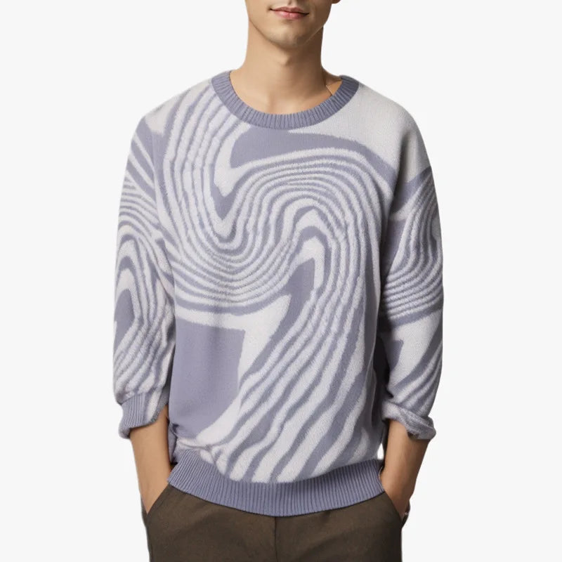HEARUJOY  -  Men Jacquard Pattern Sweaters Knitted Tops Long Sleeve Round Pullover Thicken Warm Knitwear Autumn Winter Harajuku Streetwear