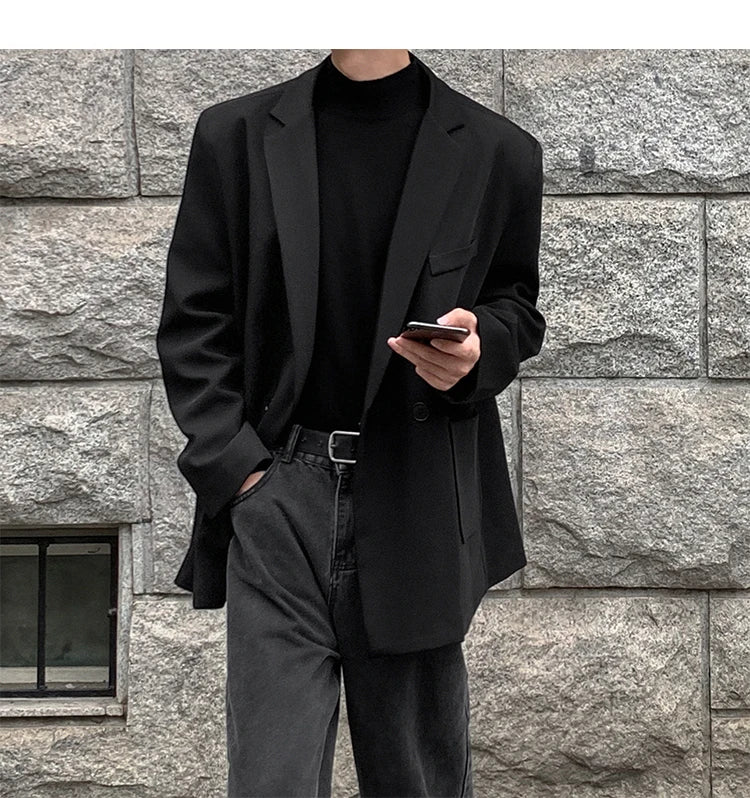 HEARUJOY  -  Spring Summer Men Formal Blazers Men Korean Fashion Loose Casual Dress Jacket Men Harajuku Social Suit Jacket Clothing