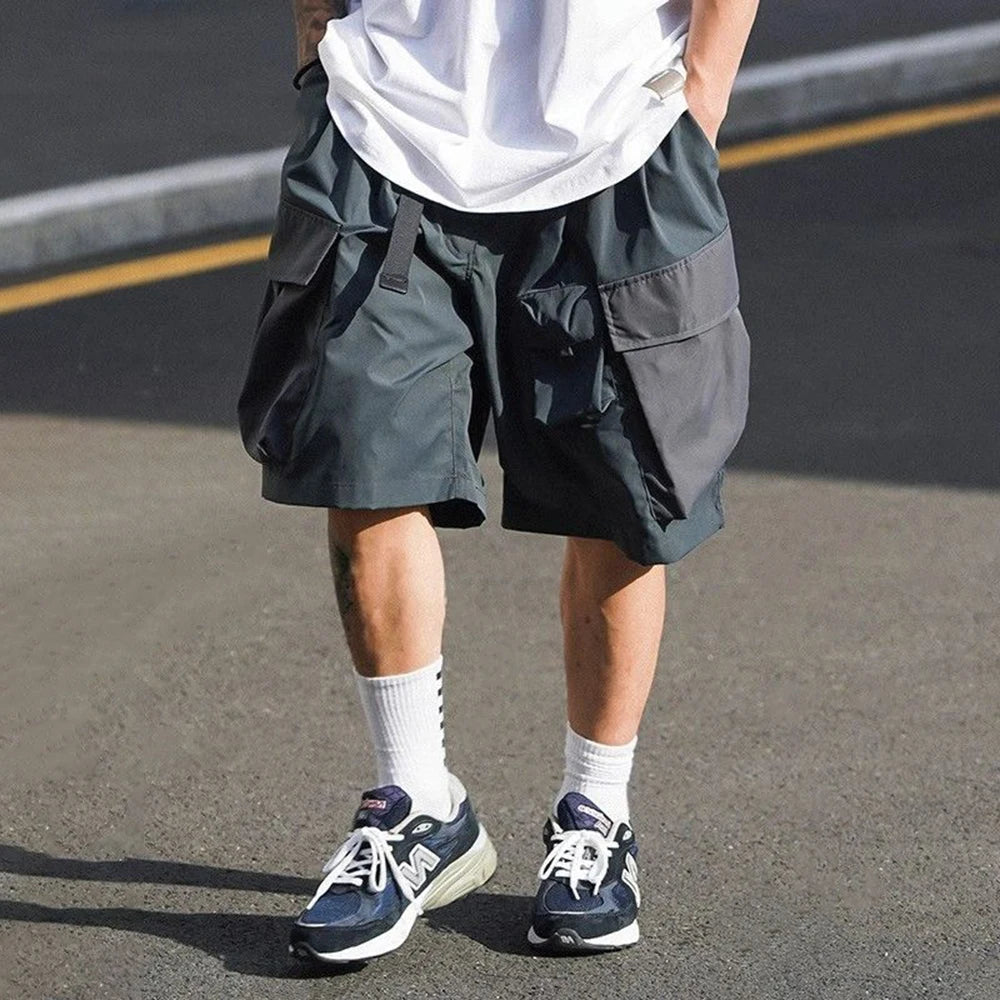 Hearujoy Mens Street Wear Summer Shorts Workwear Three-Quarter Pants Fashion Trend Home Color Matching Casual Shorts Sports Beach Pants