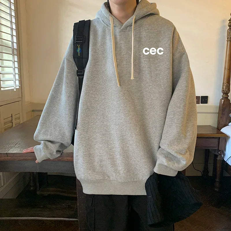 HEARUJOY  -  Men's Oversized Hoodie Off White 5XL Letter Print Hoodies with Hat Over size for Men Man Hoody Casual Wear Male Sweatshirt